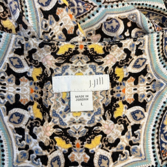 J. Jill Sleeveless Maxi Dress Large Blue Tan Paisley Medallion V-Neck Stretch - Picture 7 of 9